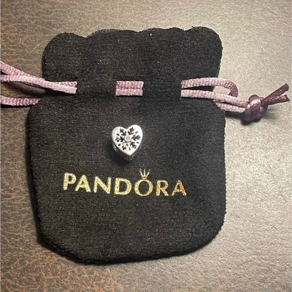 Pandora Heart Charm with Black and White Accents - Picture 1 of 3